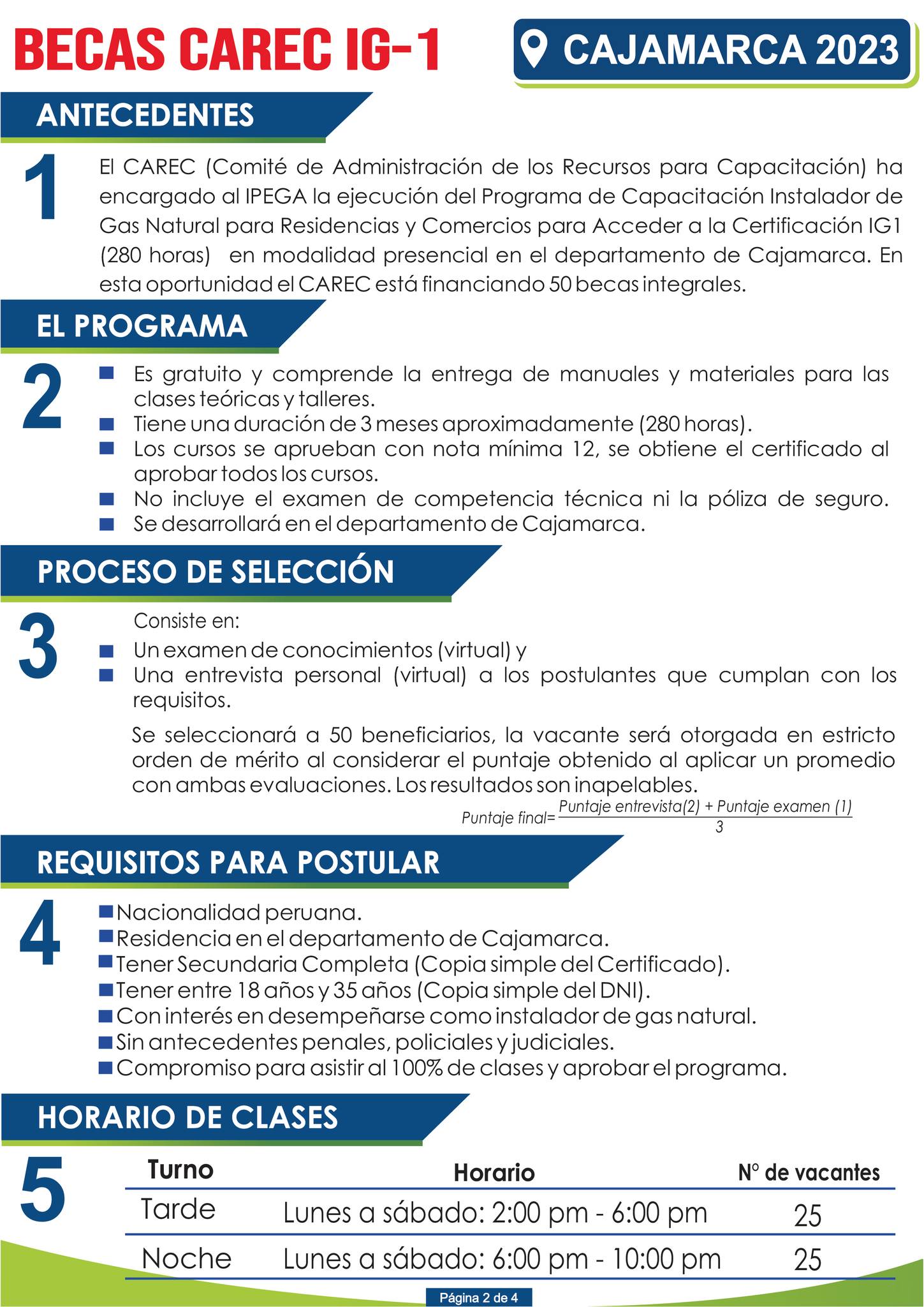 Becas IG-1 cajamarca 20231