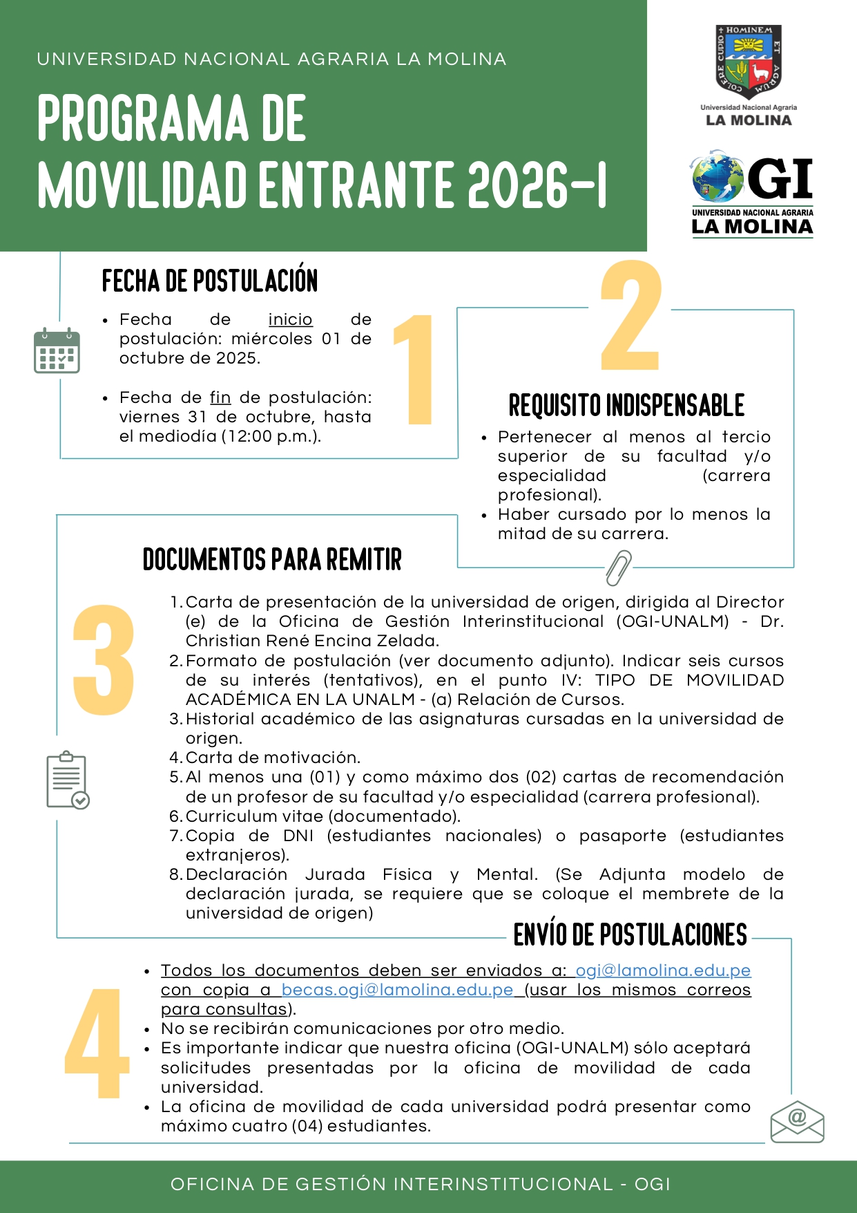 PROGRAMA DE MOVILIDAD ENTRANTE 2026 - I - Universidad Nacional Agraria La Molina1
