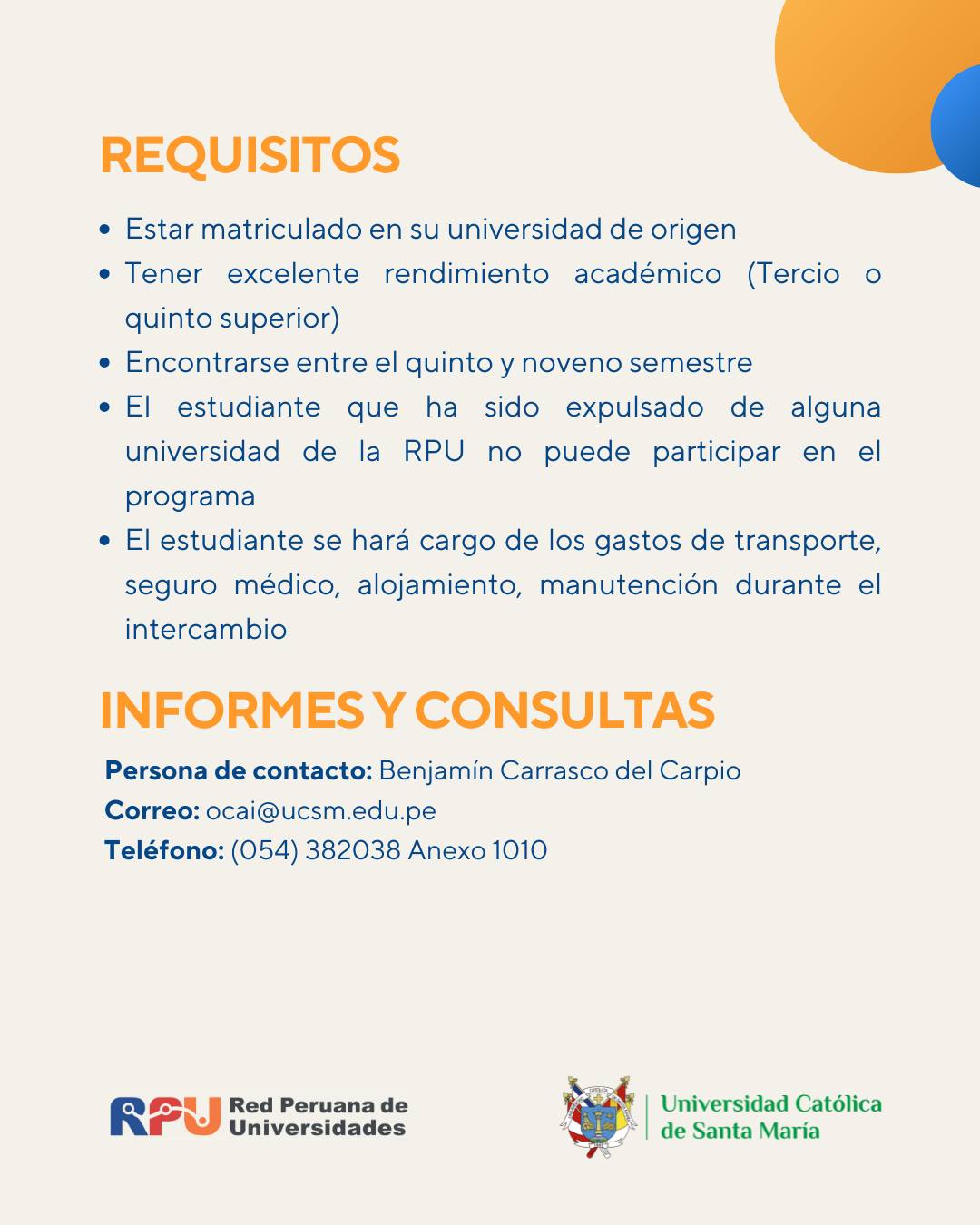 Intercambio UCSM semestre 2026-1 2