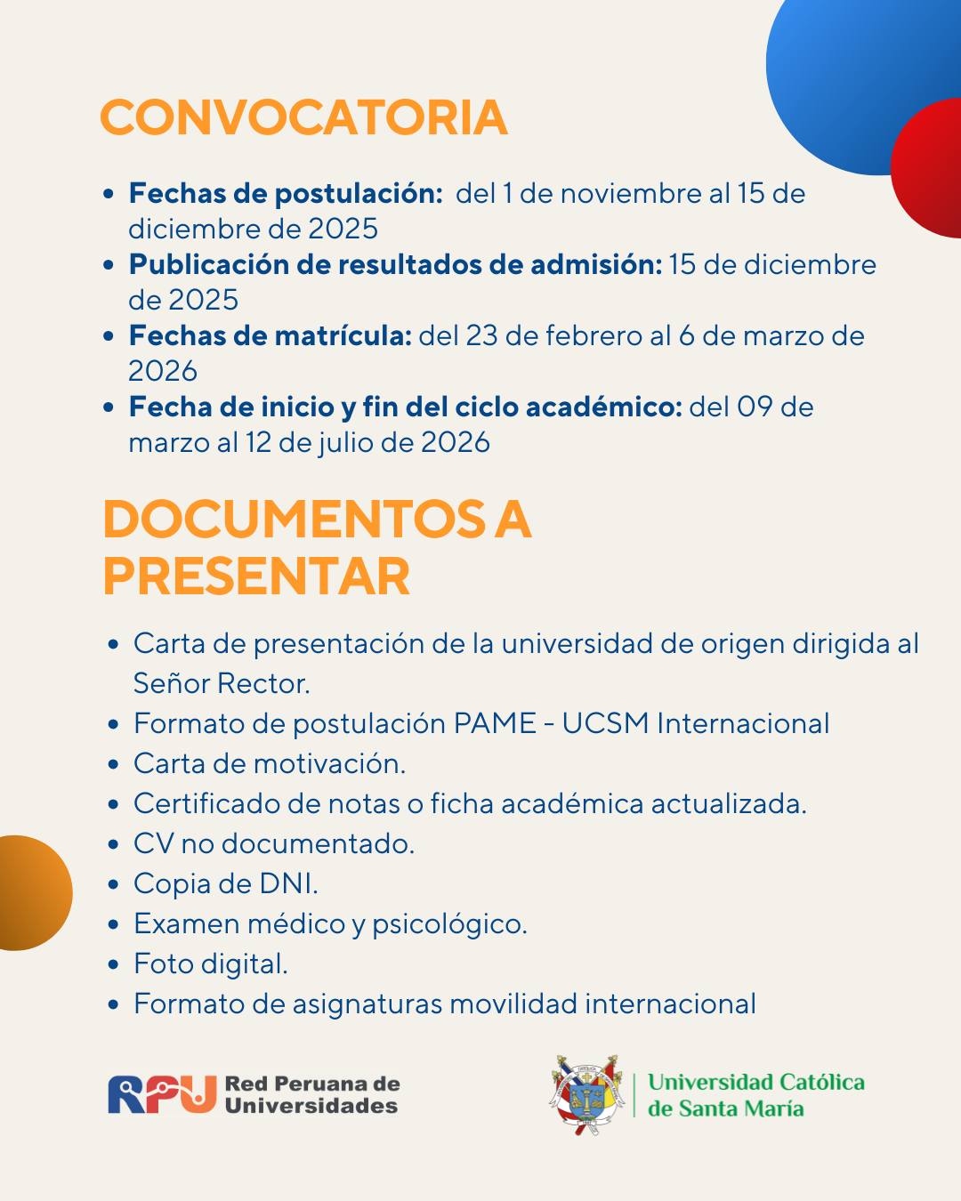 Intercambio UCSM semestre 2026-1 3