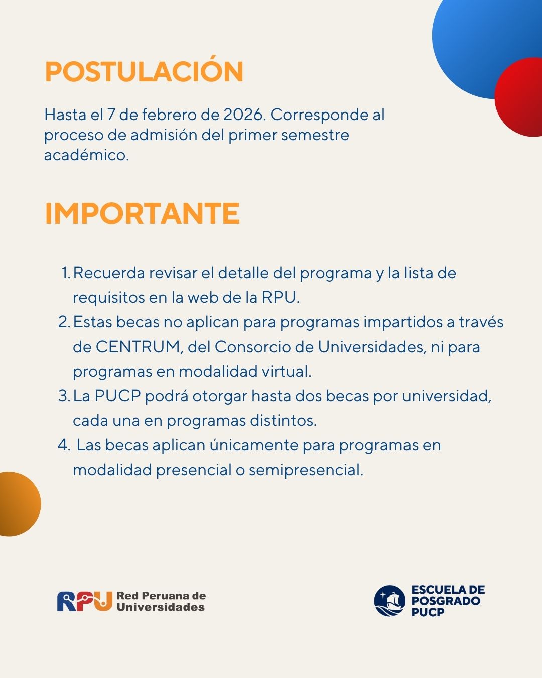 RPU 2026-Becas para Estudiar Maestrías y Doctorados en la Escuela de Posgrado PUCP4