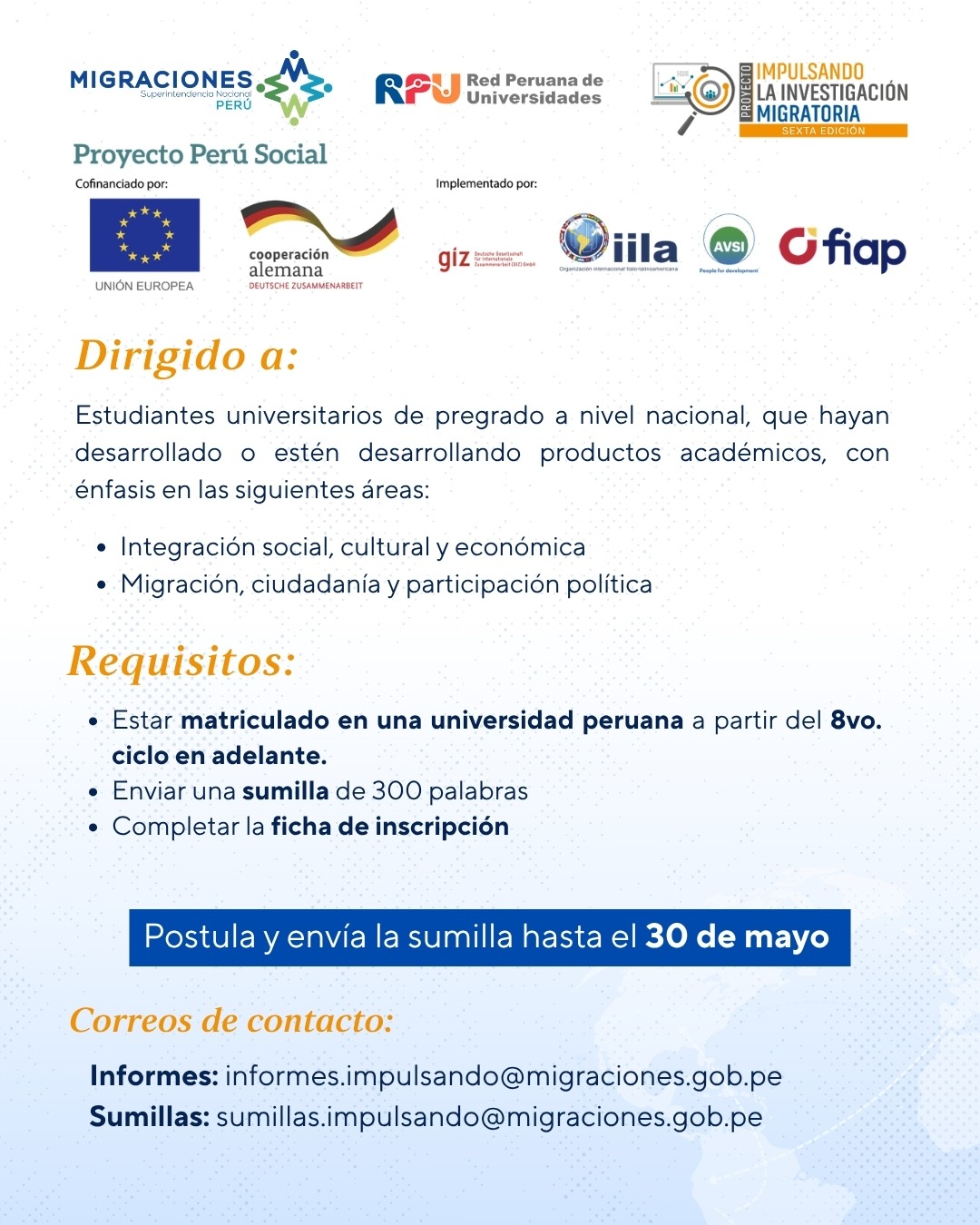 VI Edición del proyecto - Impulsando la Investigación Migratoria 2026 3