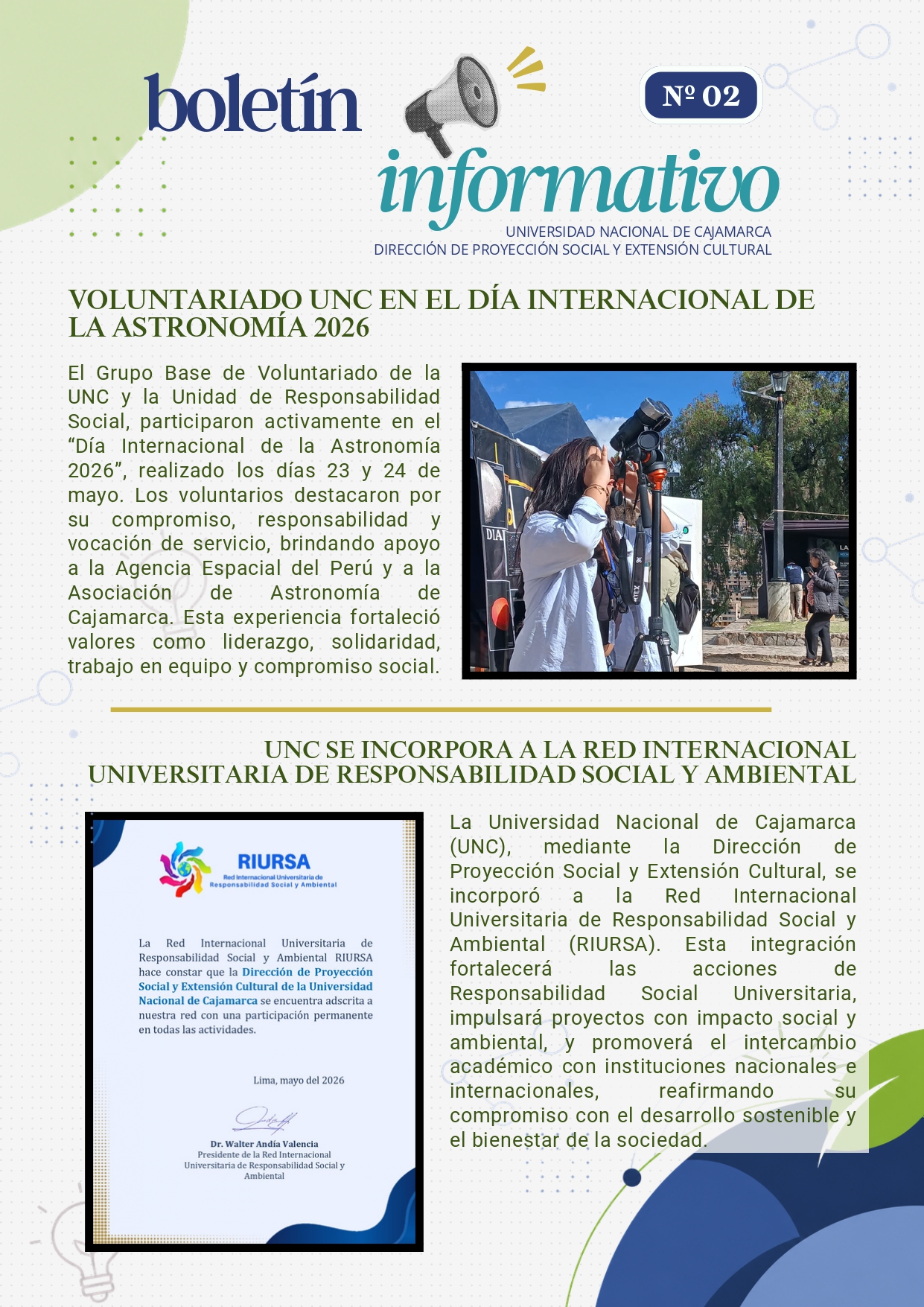 Boletín Informativo N° 02-Dirección de Proyección Social y Extensión Cultural_pag 1