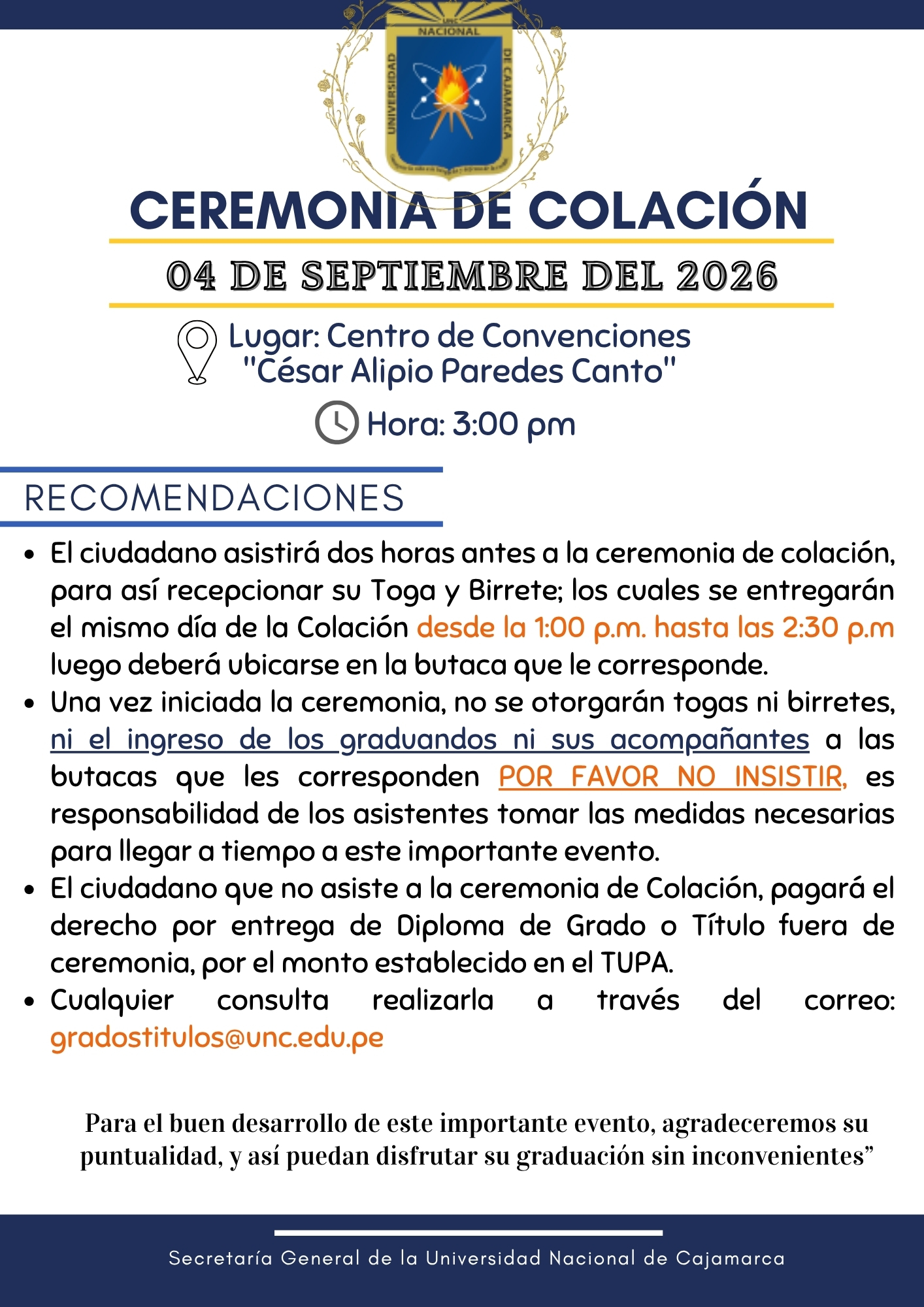COMUNICADO COLACIÓN 04 SETIEMBRE 2026 TURNO TARDE 1
